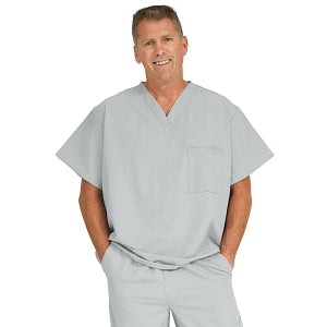 Medline Fifth ave Unisex Stretch Fabric V-Neck Scrub Top with 1 Pocket - Fifth ave Unisex V-Neck Scrub Top with 1 Pocket, Size 3XL, Light Gray - 5910GRYXXXL