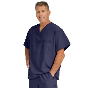Medline Fifth ave Unisex Stretch Fabric V-Neck Scrub Top with 1 Pocket - Fifth ave Unisex V-Neck Scrub Top with 1 Pocket, Size XS, Navy - 5910NVYXS