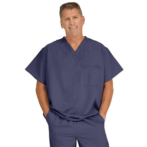 Medline Fifth ave Unisex Stretch Fabric V-Neck Scrub Top with 1 Pocket - Fifth ave Unisex V-Neck Scrub Top with 1 Pocket, Size XS, Navy - 5910NVYXS
