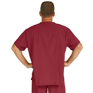 Medline Fifth ave Unisex Stretch Fabric V-Neck Scrub Top with 1 Pocket - Fifth ave Unisex V-Neck Scrub Top with 1 Pocket, Size L, Wine - 5910WNEL