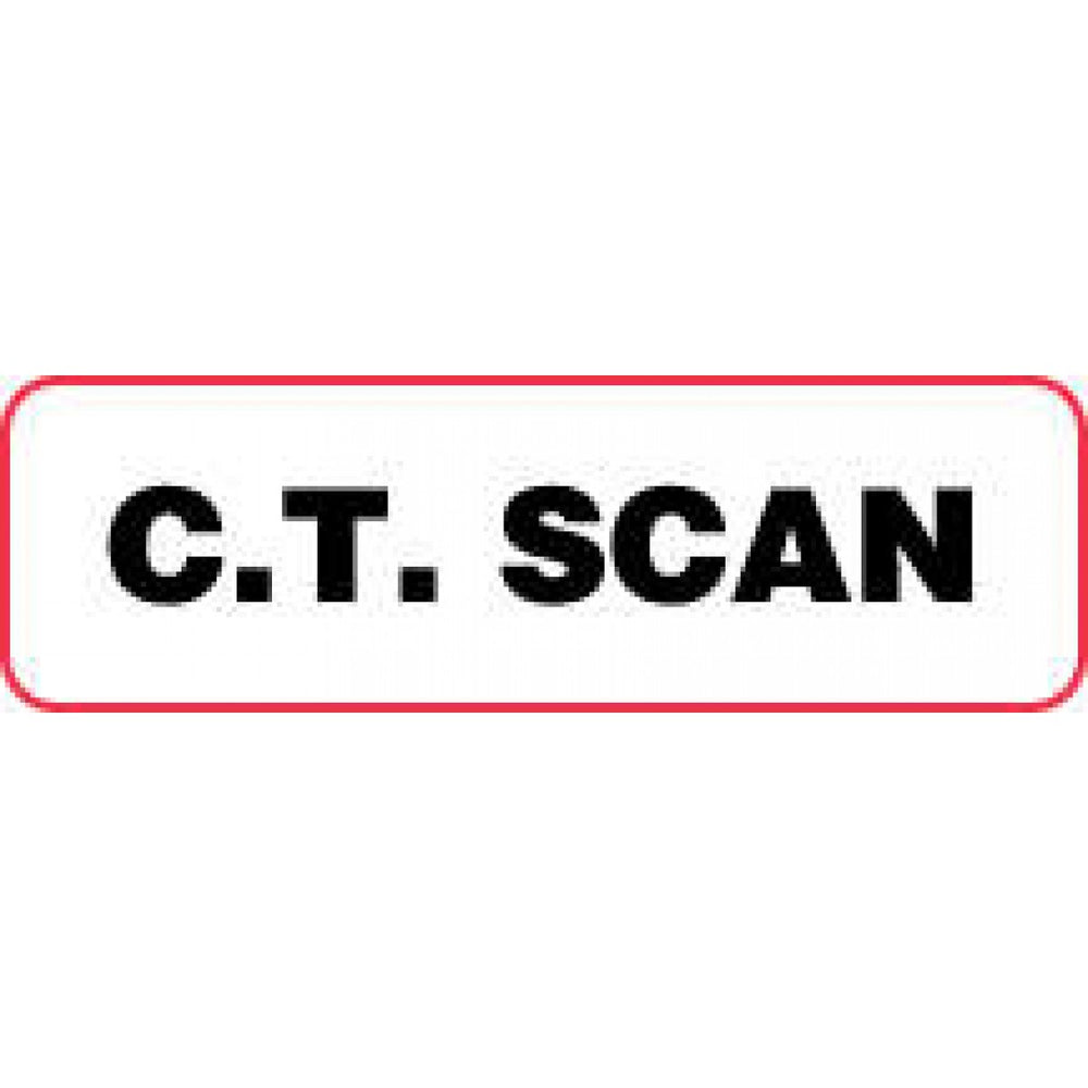 Label Paper Permanent C.T. Scan 2 7/8" X 7/8" White With Red 1000 Per Roll