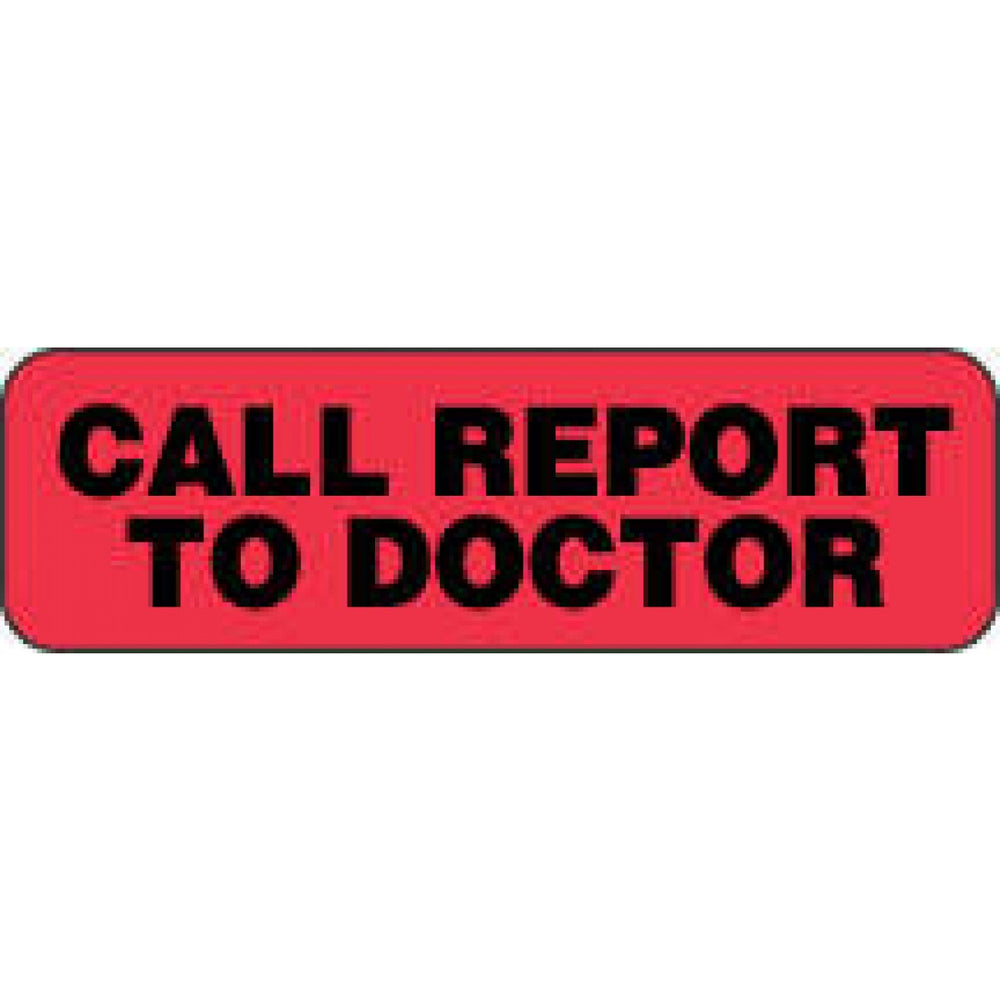Label Paper Permanent Call Report To Doctor 1 1/4" X 3/8" Fl. Red 1000 Per Roll