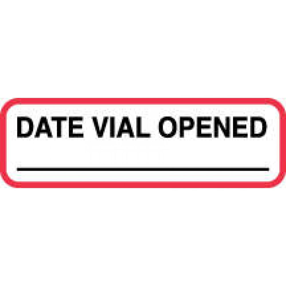 Label Paper Permanent Date Vial Opened 1 1/4" X 3/8" White With Red 1000 Per Roll