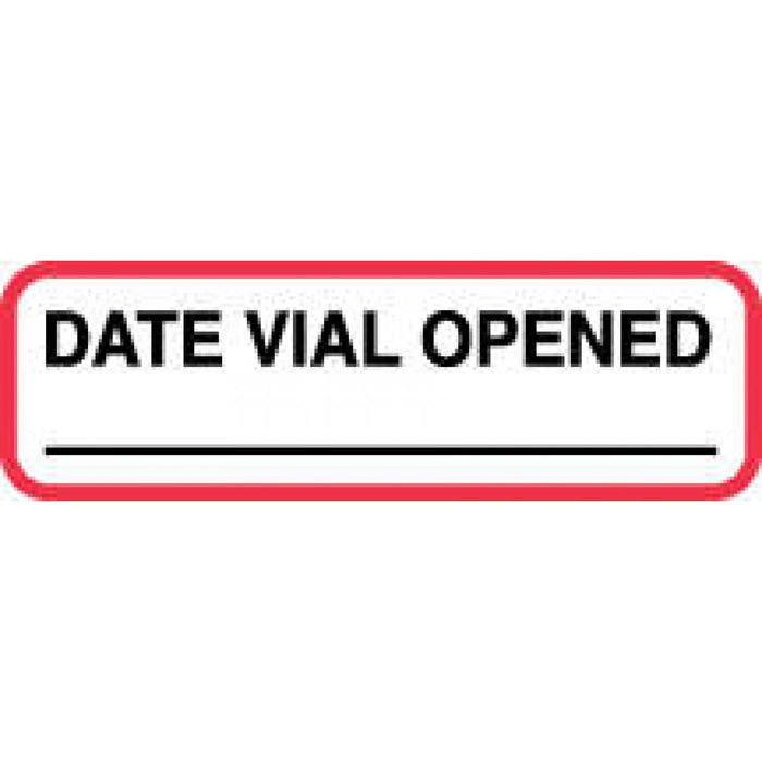 Label Paper Permanent Date Vial Opened 1 1/4" X 3/8" White With Red 1000 Per Roll