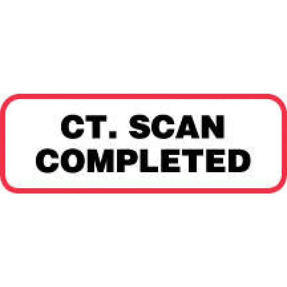 Label Paper Permanent C.T. Scan Completed 1 1/2" X 1/2" White With Red 1000 Per Roll