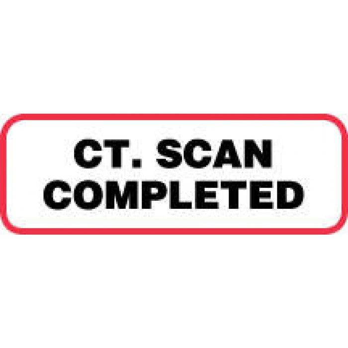 Label Paper Permanent C.T. Scan Completed 1 1/2" X 1/2" White With Red 1000 Per Roll