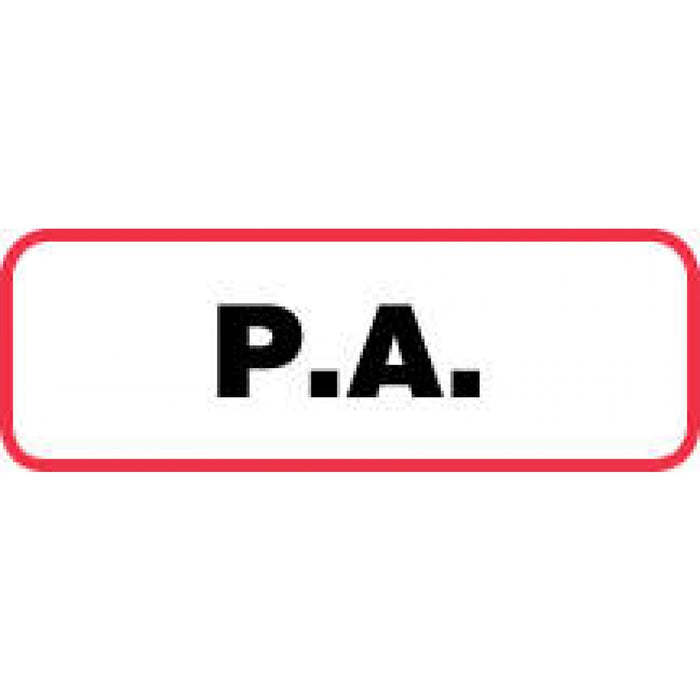 Label Paper Permanent P.A. 1 1/2" X 1/2" White With Red 1000 Per Roll