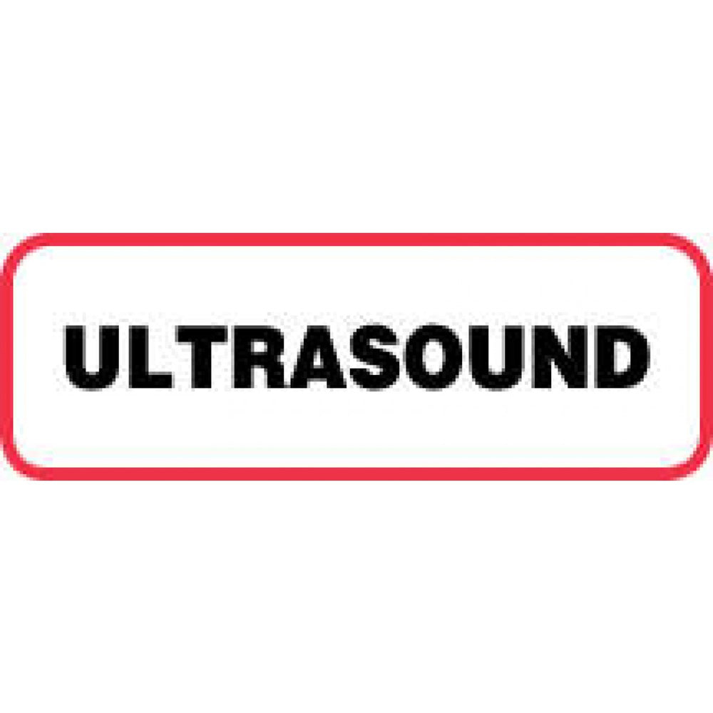 Label Paper Permanent Ultrasound 1 1/2" X 1/2" White With Red 1000 Per Roll