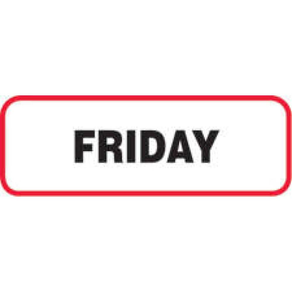 Label Paper Permanent Friday 1 1/2" X 1/2" White With Red 1000 Per Roll