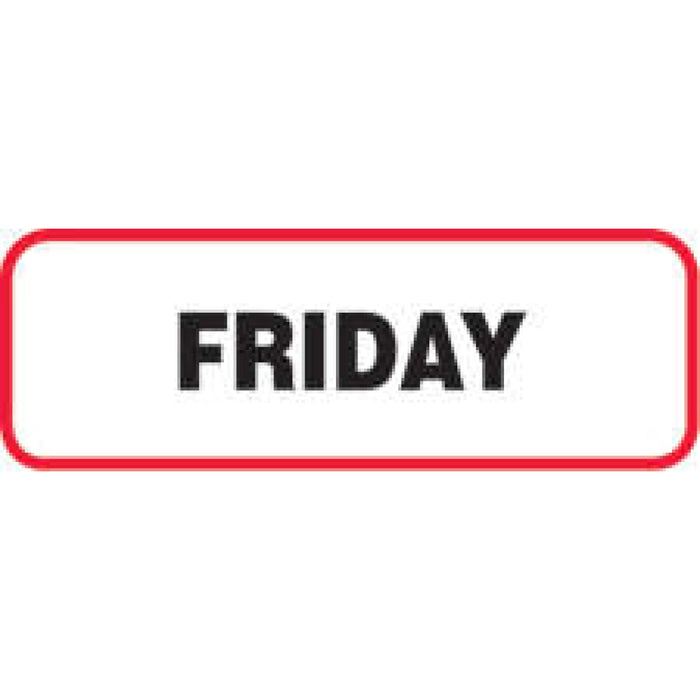 Label Paper Permanent Friday 1 1/2" X 1/2" White With Red 1000 Per Roll