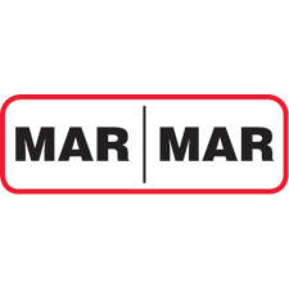 Label Wraparound Paper Permanent Mar | Mar 1 1/2" X 1/2" White With Red 1000 Per Roll