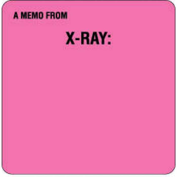 Label Paper Removable A Memo From X-Ray: 2 1/2" X 2 1/2" Fl. Pink 500 Per Roll