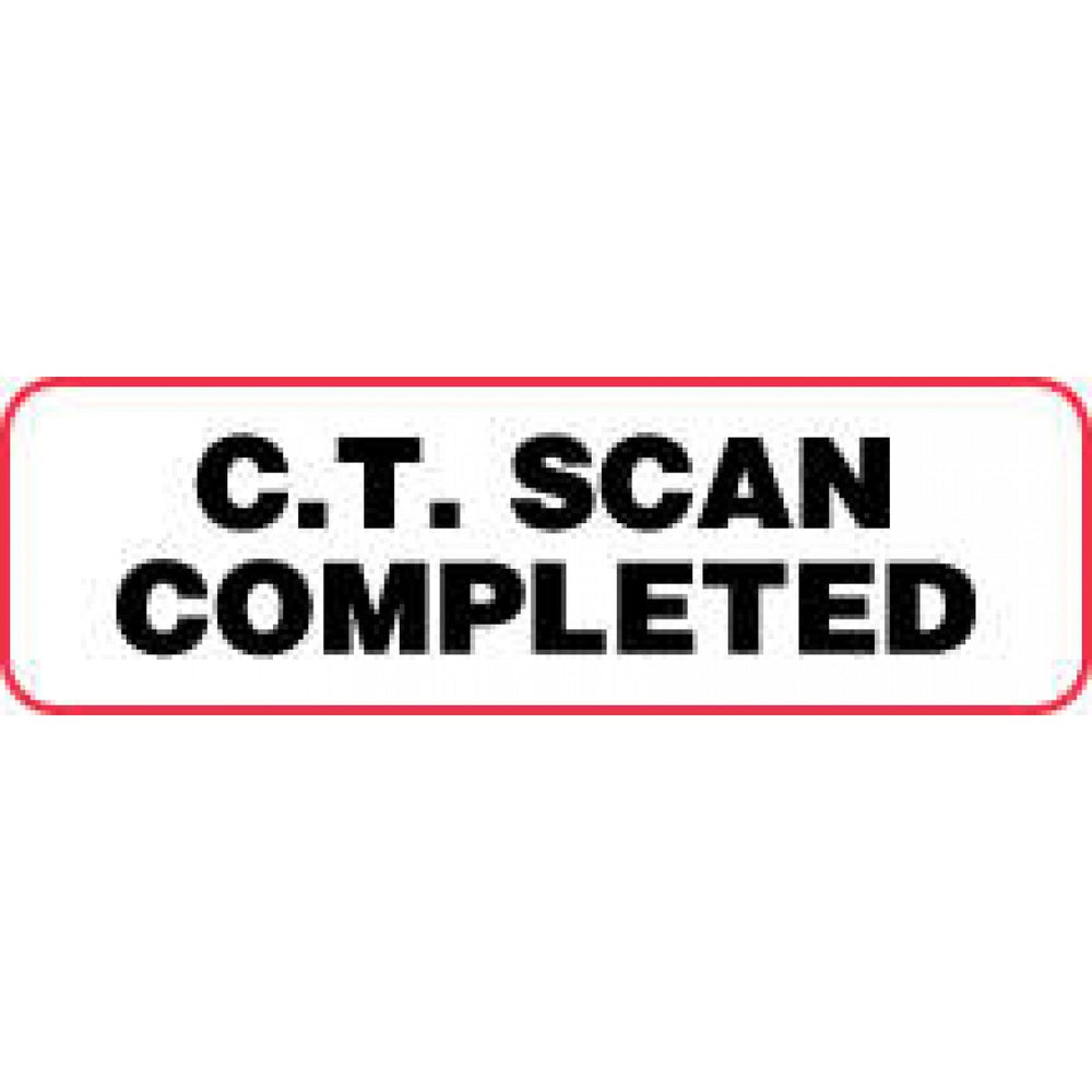 Label Paper Permanent C.T. Scan Completed 2 7/8" X 7/8" White With Red 1000 Per Roll