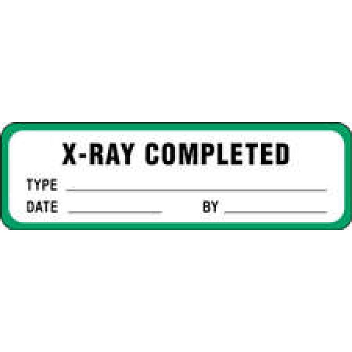 Label Paper Permanent X-Ray Completed 2 7/8" X 7/8" White With Green 1000 Per Roll
