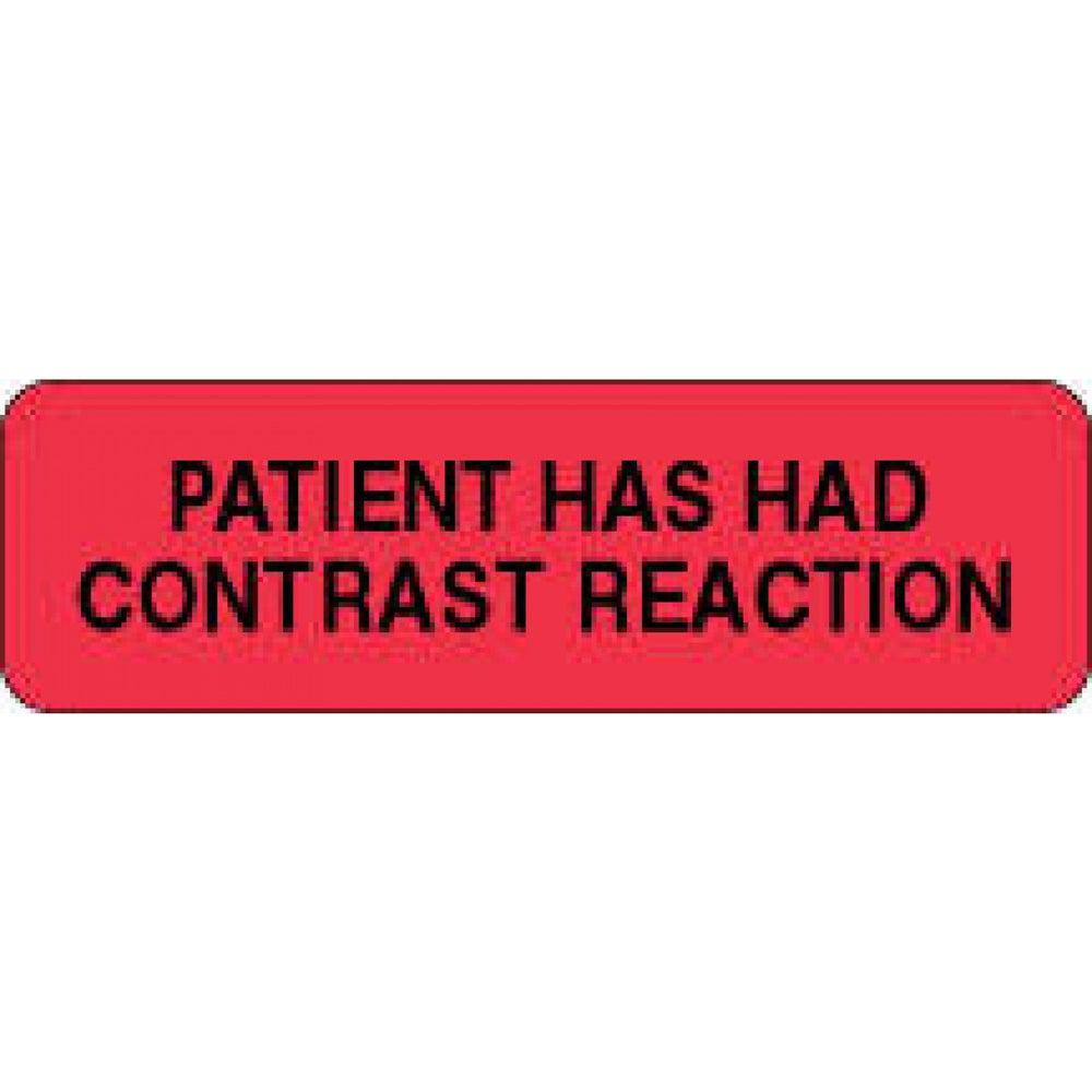 Label Paper Permanent Patient Has Had 2 7/8" X 7/8" Fl. Red 1000 Per Roll