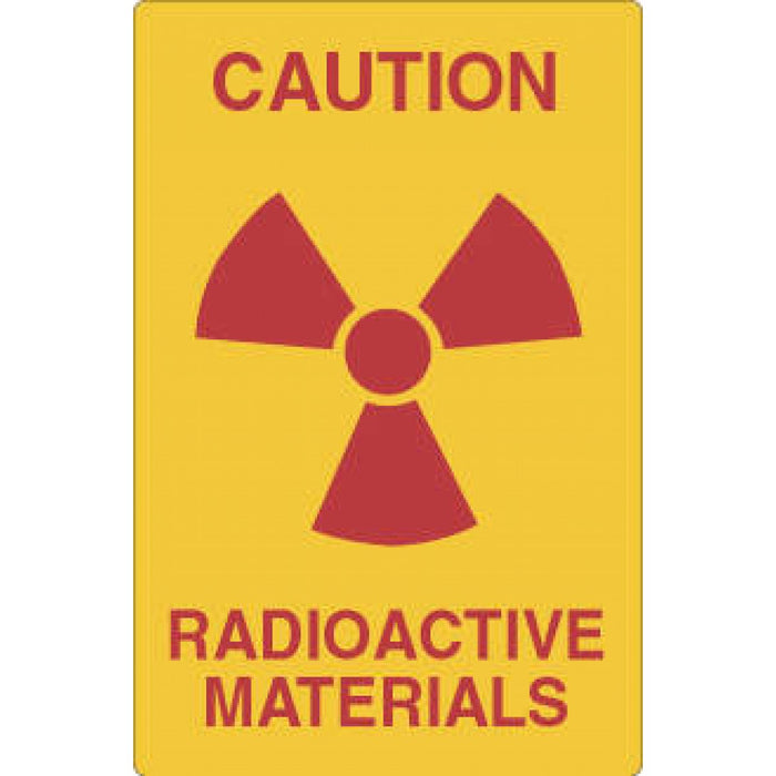 Label Paper Permanent Caution Radioactive 8" X 5 1/4" Yellow 50 Per Roll