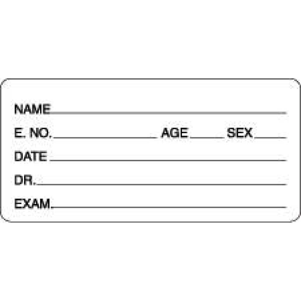 Label Paper Permanent Name ___ E.No.___ 3 15/16" X 1 7/8" White 500 Per Roll