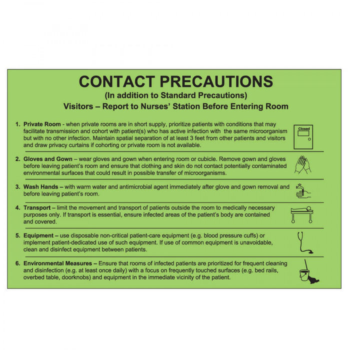 Label Paper Removable Contact Precautions 8" X 5 1/4" Fl. Green 50 Per Package