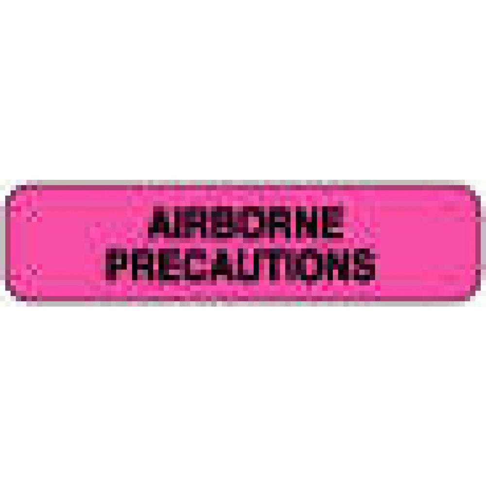 Label Paper Removable Airborne Precautions 1 1/4" X 3/8" Fl. Pink 1000 Per Roll