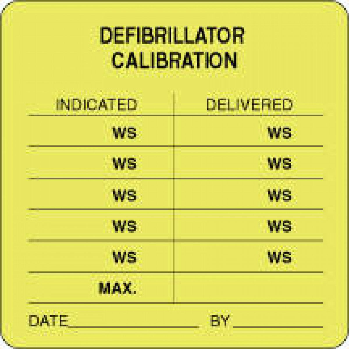 Label Paper Removable Defibrillator Calib 2 1/2