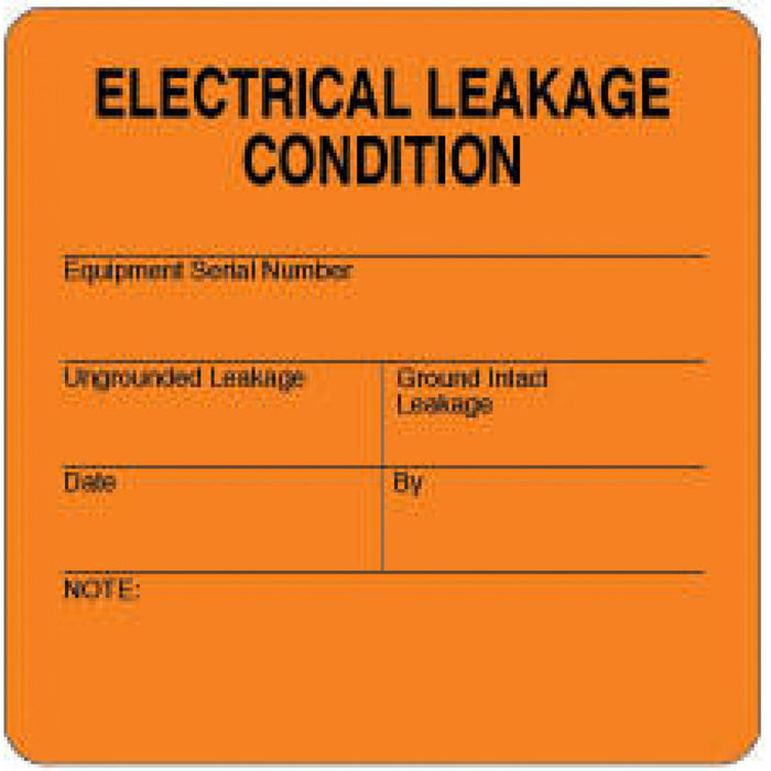 Label Paper Permanent Electrical Leakage 2 1/2" X 2 1/2" Fl. Orange 500 Per Roll