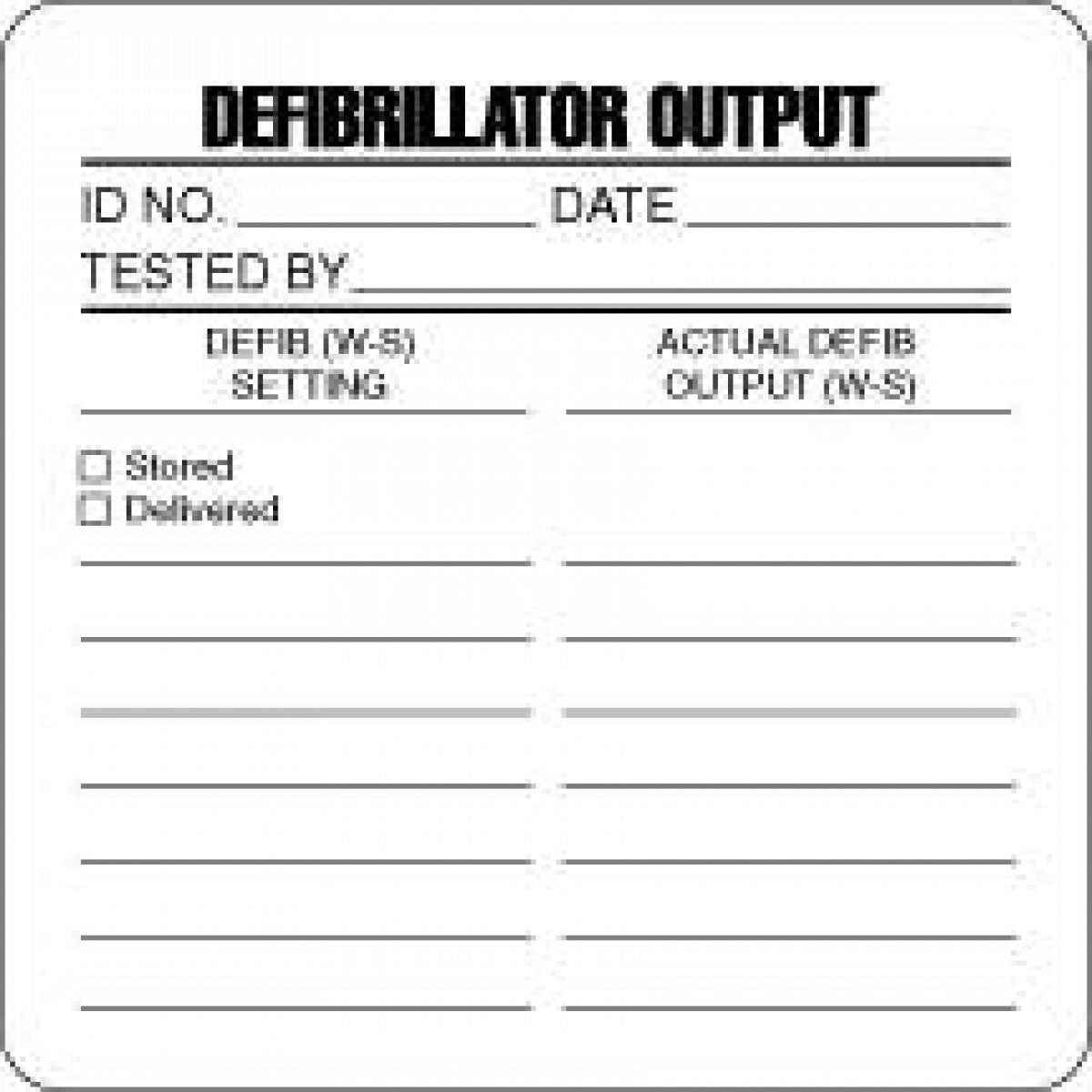 Label Paper Permanent Defibrillator Output 2 1/2