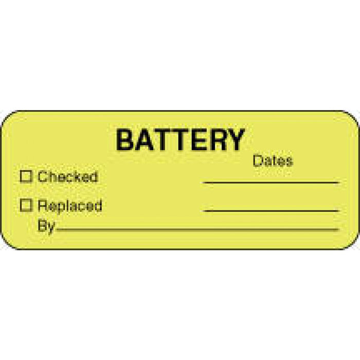 Label Paper Permanent Battery Dates [] 2 1/4" X 7/8" Fl. Yellow 1000 Per Roll