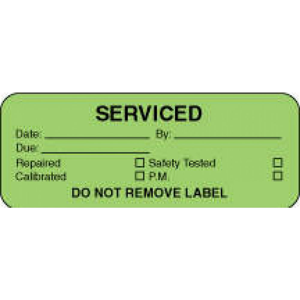 Label Paper Permanent Serviced Date: 2 1/4" X 7/8" Fl. Green 1000 Per Roll