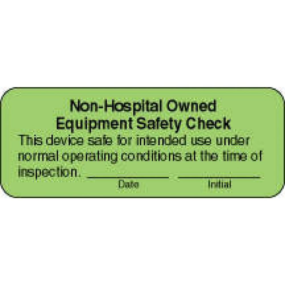 Label Paper Removable Non-Hospital Owned 2 1/4" X 7/8" Fl. Green 1000 Per Roll