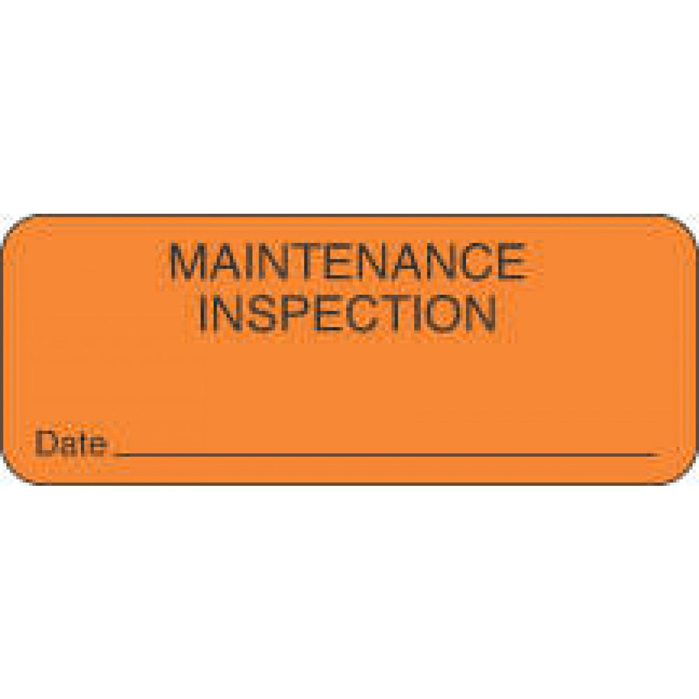 Label Paper Removable Maintenance Inspection 2 1/4" X 7/8" Fl. Orange 1000 Per Roll