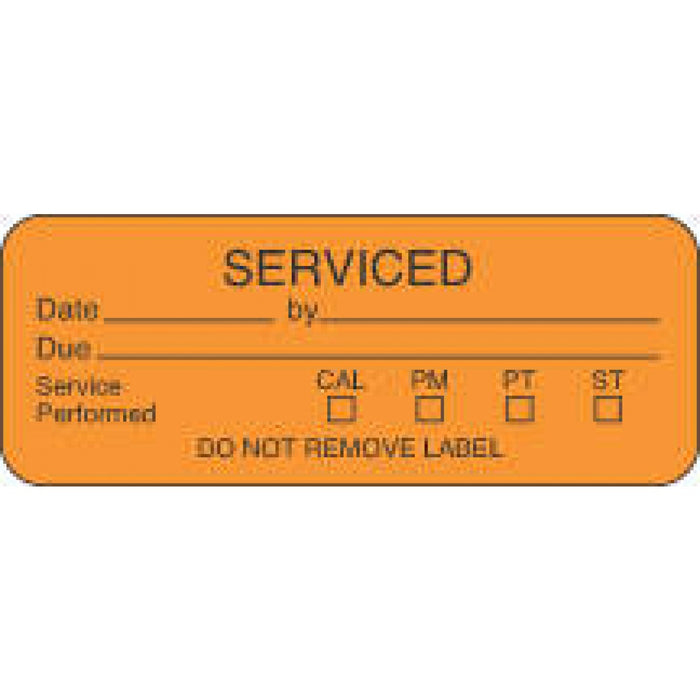 Label Paper Permanent Serviced Date 2 1/4" X 7/8" Fl. Orange 1000 Per Roll