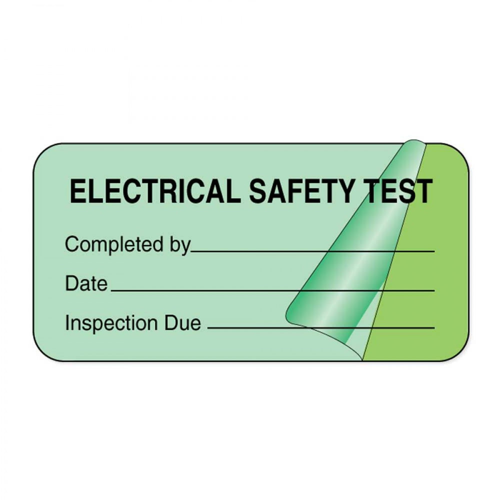 Label Self-Laminating Paper Removable Electrical Safety 1" 1/2" Core 2 X 1 Fl. Green 1000 Per Roll