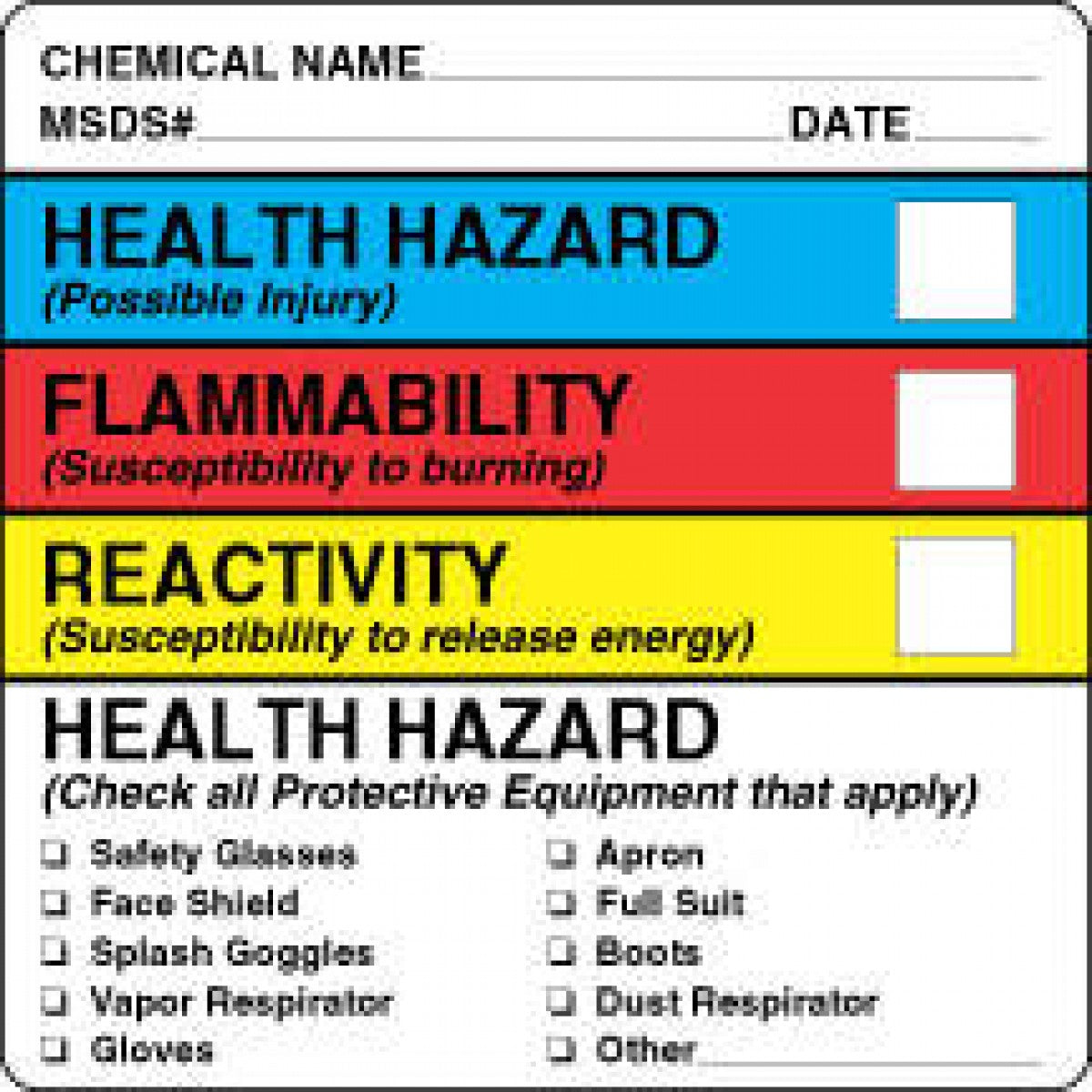 Hazard Label (Paper, Permanent) Chemical Name 4
