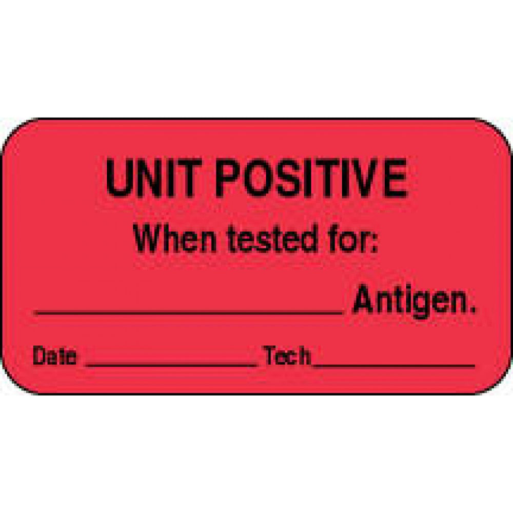 Label Paper Permanent Unit Positive When 1 5/8" X 7/8" Fl. Red 1000 Per Roll