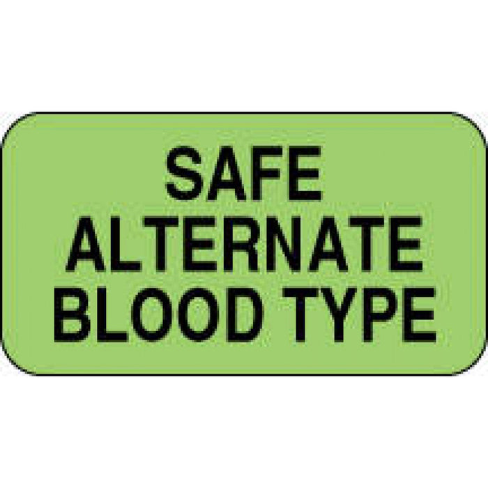 Label Paper Permanent Safe Alternate Blood 1 5/8" X 7/8" Fl. Green 1000 Per Roll