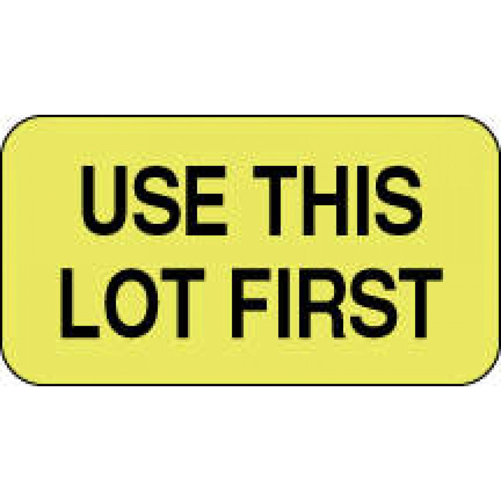 Label Paper Permanent Use This Lot First 1 5/8" X 7/8" Fl. Yellow 1000 Per Roll