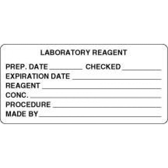 Lab Communication Label (Paper, Permanent) Laboratory Reagent 3 15/16 ...