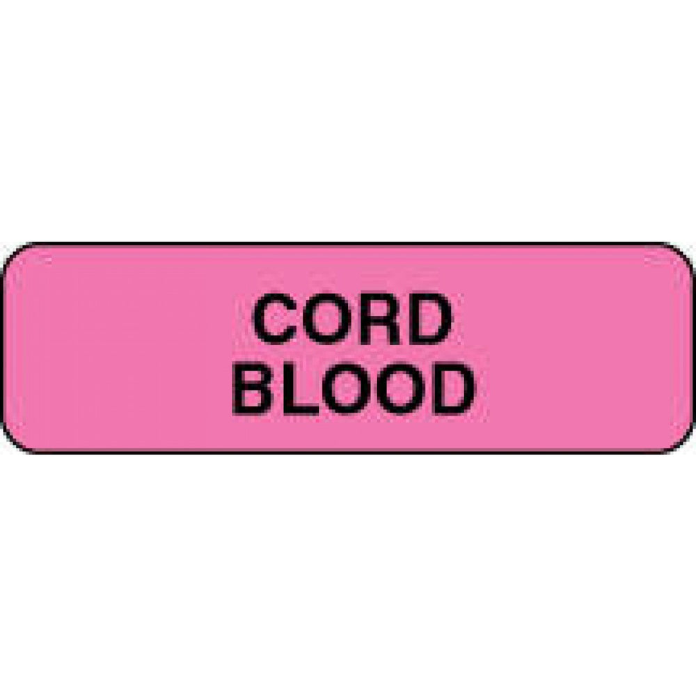 Label Paper Permanent Cord Blood 1 1/4" X 3/8" Fl. Pink 1000 Per Roll
