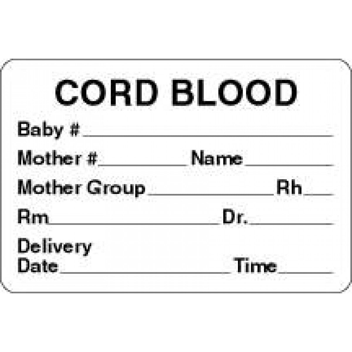 Lab Communication Label (Paper, Permanent) Cord Blood Baby 3