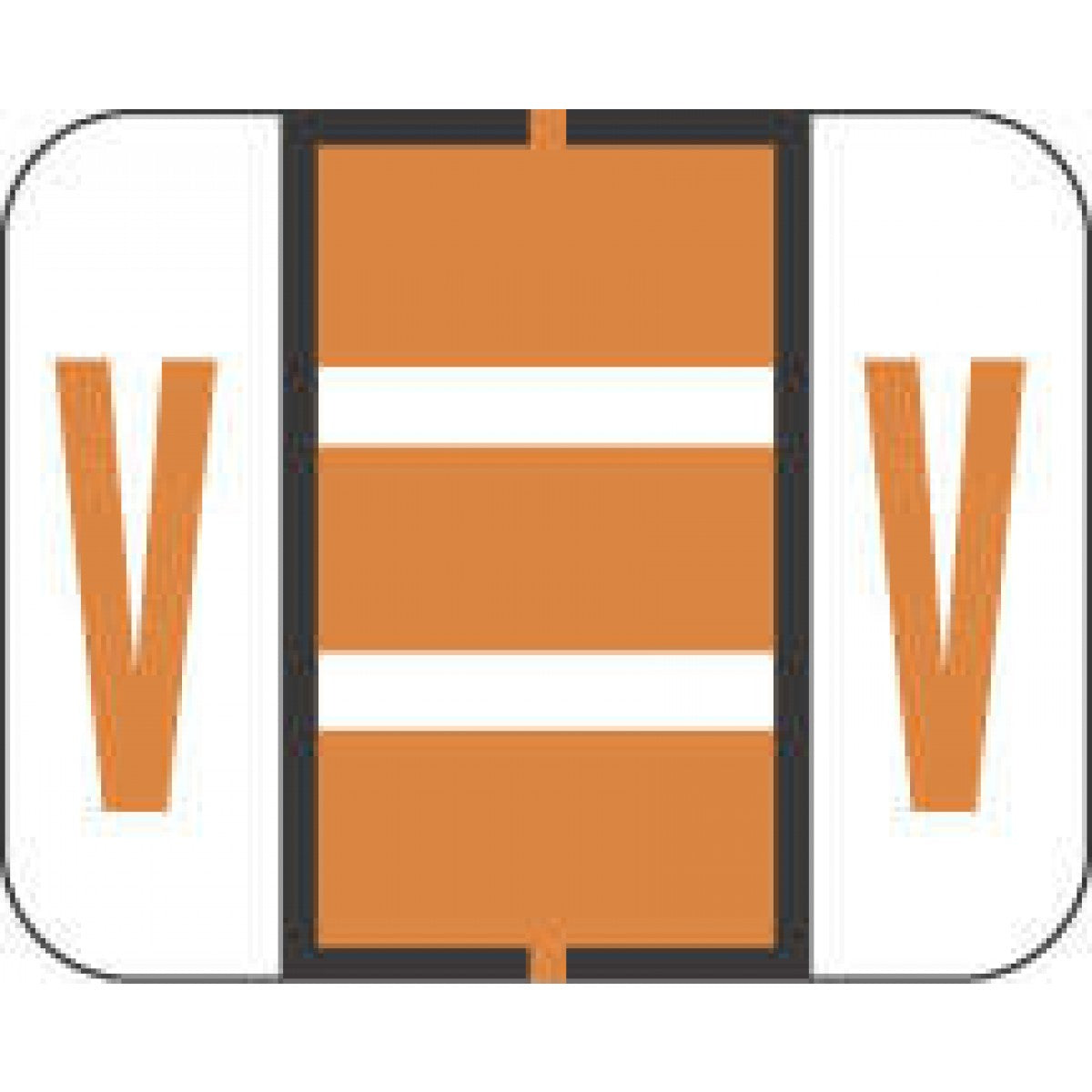 Tab Compatible 1283 Color Code Label Alpha "V" 1 1/4" X 1" Dark Orange ...