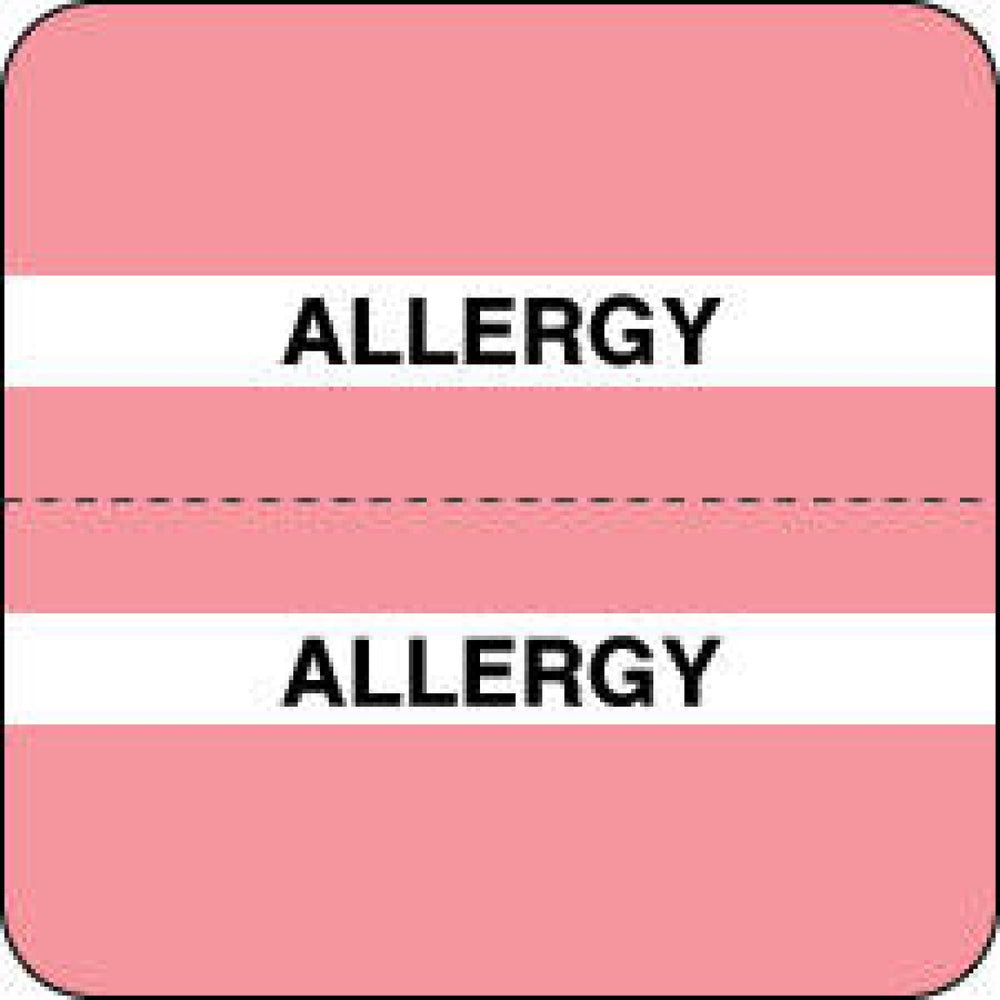 Chart Tab Paper Allergy Allergy 1 1/2" X 1 1/2" Pink 100 Per Roll