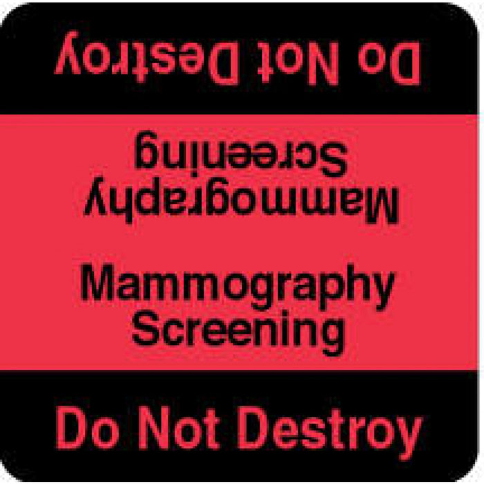Label Wraparound Paper Permanent Mammography Screening 1 7/8" X 1 7/8" Red And Black 1000 Per Roll
