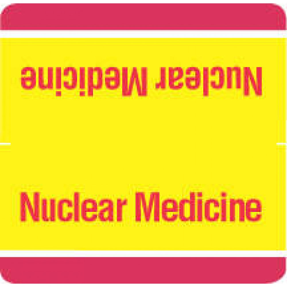 Label Wraparound Paper Permanent Nuclear Medicine 1 7/8" X 1 7/8" Yellow And Red 1000 Per Roll
