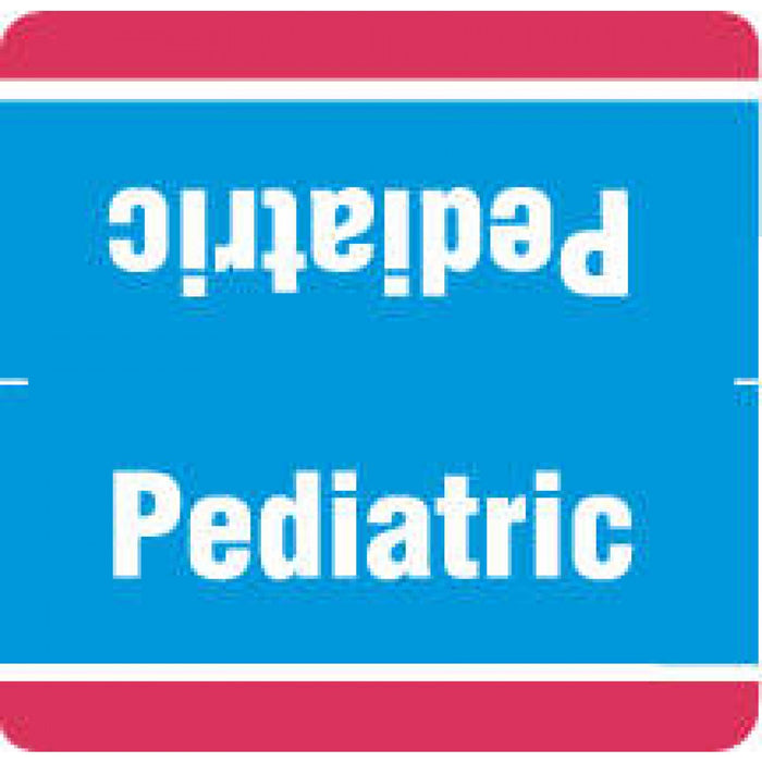 Label Wraparound Paper Permanent Pediatric Pediatric 1 1/2" Core 1 7/8" X 1 7/8" Blue With Red 1000 Per Roll