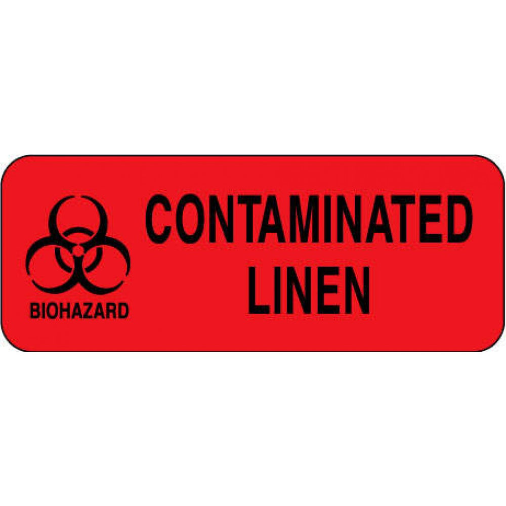Label Paper Permanent Biohazard Contaminated 2 1/4" X 7/8" Fl. Red 1000 Per Roll