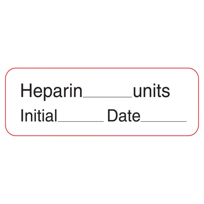 Label Paper Permanent Heparin ___ Units 1 1/2