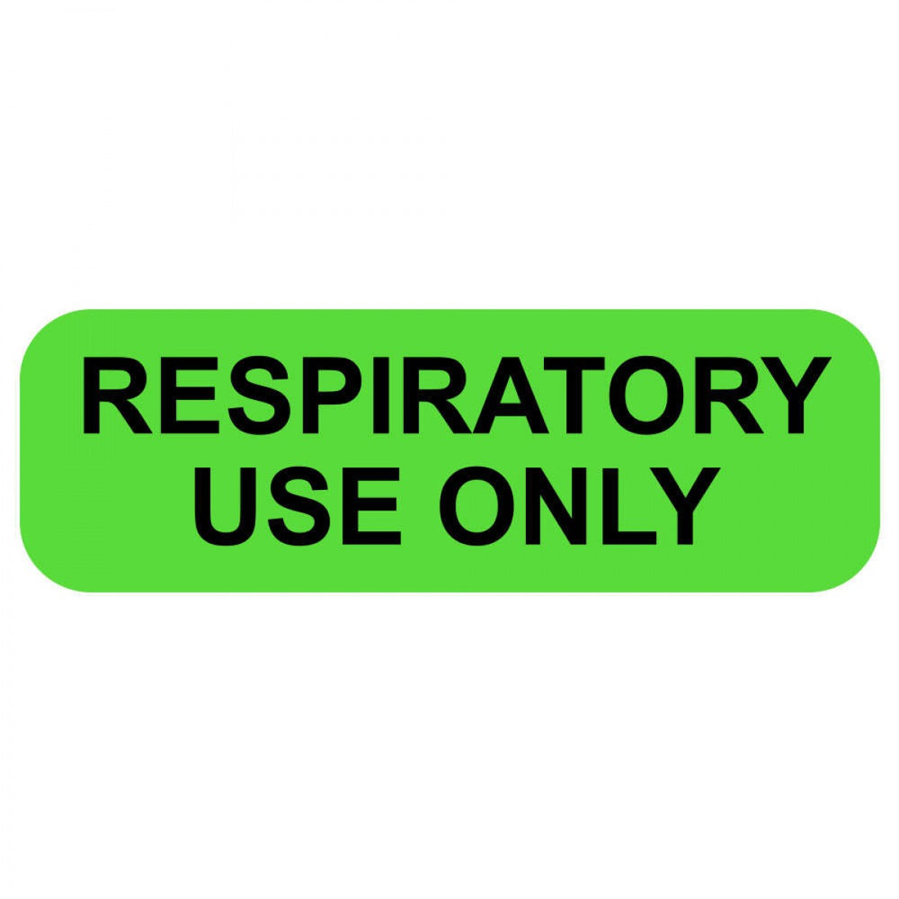 Label Paper Permanent Respiratory Use Only 1 1/2" X 1/2" Fl. Green 1000 Per Roll