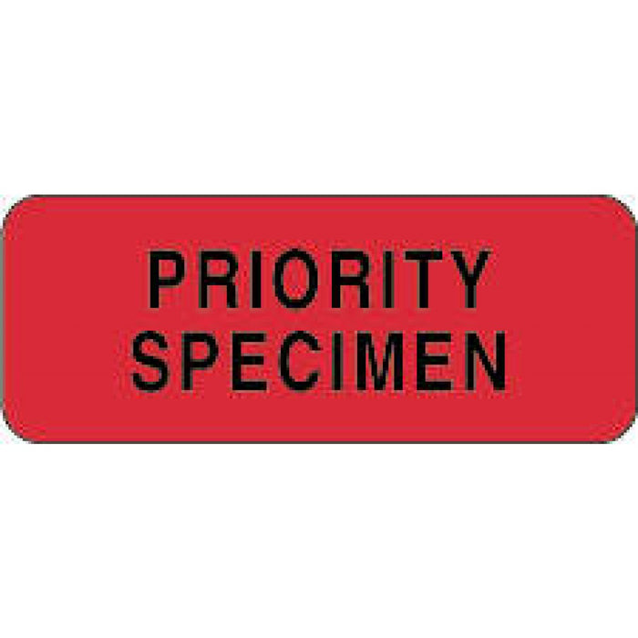 Label Paper Permanent Priority Specimen 2 1/4" X 7/8" Fl. Red 1000 Per Roll