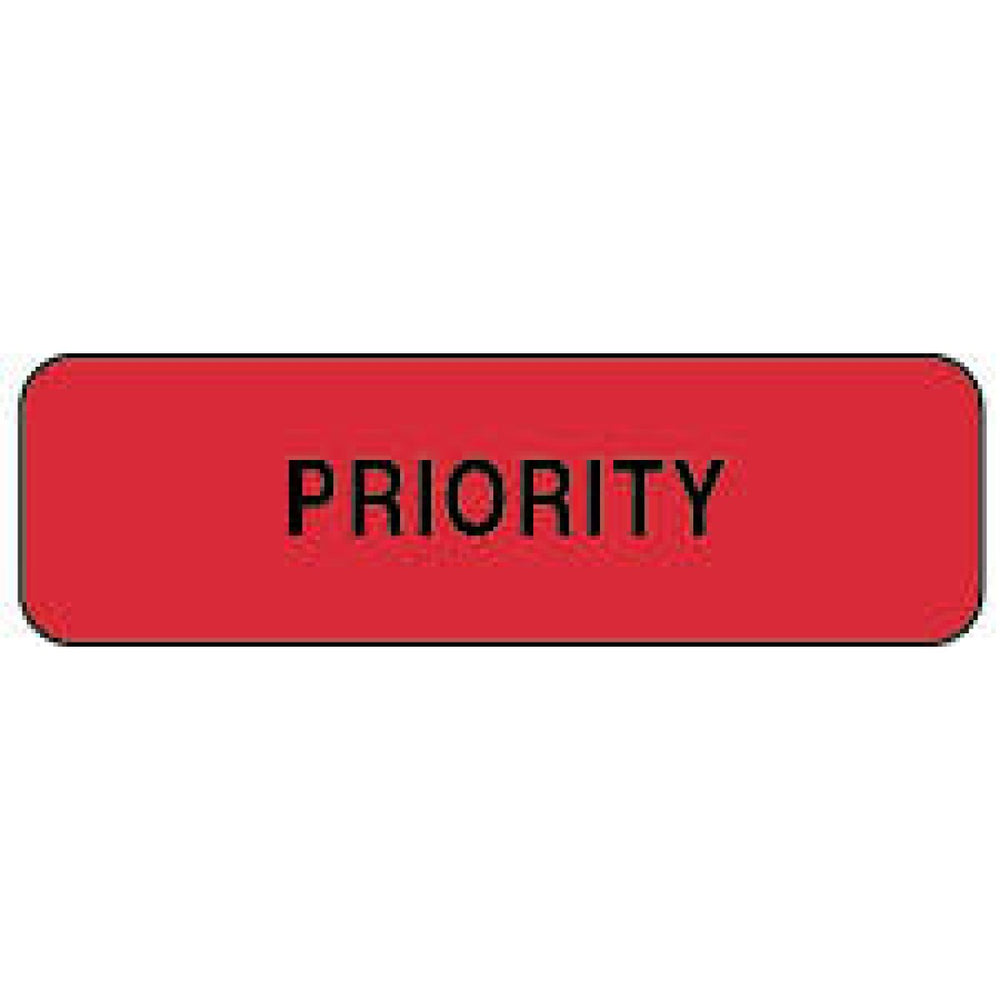 Label Paper Permanent Priority 1 1/4" X 3/8" Fl. Red 1000 Per Roll