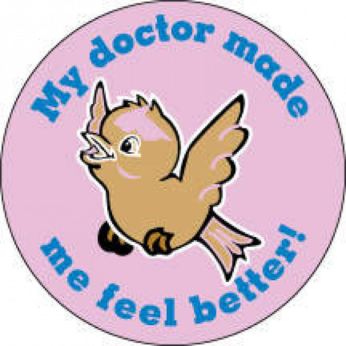 Label Pediatric Award Sticker Paper Permanent My Doctor Made Me Feel Pink 250 Per Roll